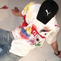 Stuttgart football shirt spray painted